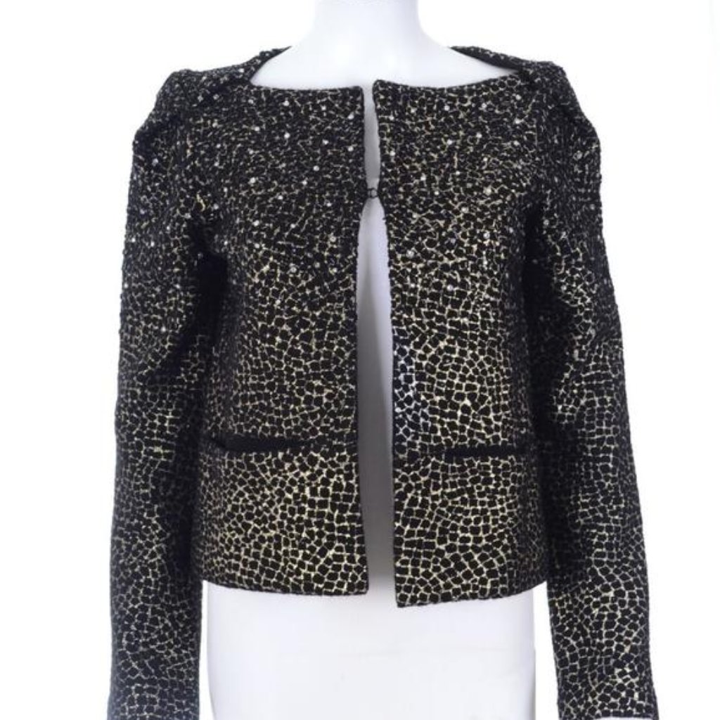 Dvf Black + Gold Sequin Jacket